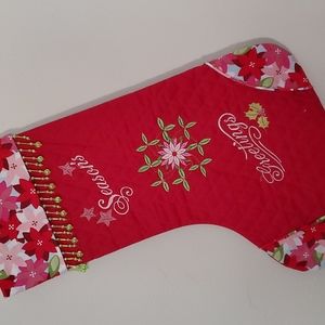 Homemade embroidered Christmas stocking